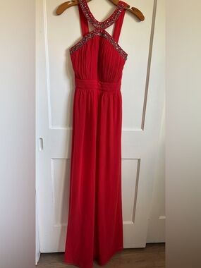 Orange Smocked Bodice Evening Dress by Little Mistress - 4
